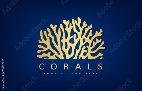 Sea corals logo. Underwater life vector.