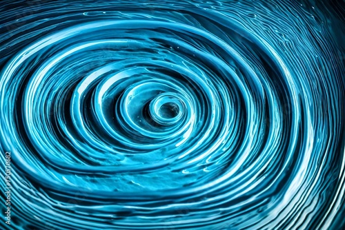 Top view Closeup blue water rings,Top view Closeup blue water rings, clear water, Close-up water droplets affect the surface, forming rings on the surface.