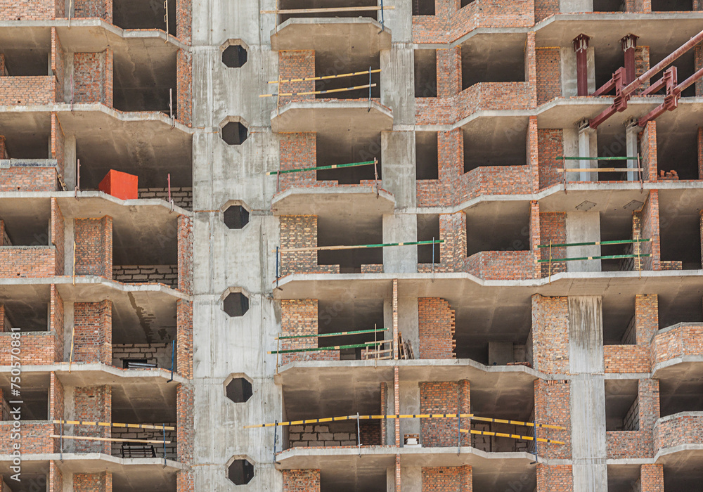 Construction of a single-apartment building. Construction of a single-apartment building.