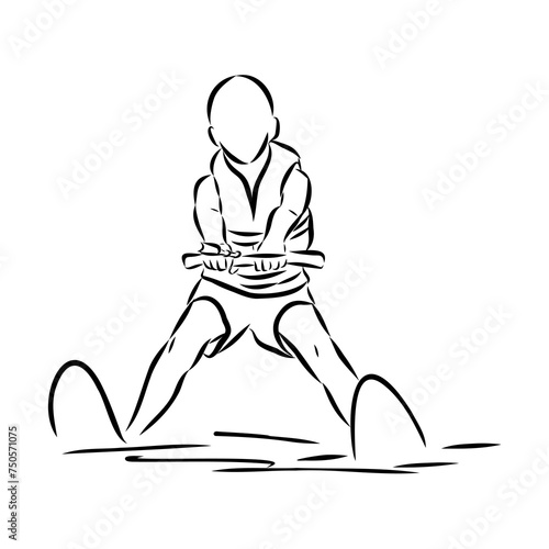 water ski girl, vector sketch illustration