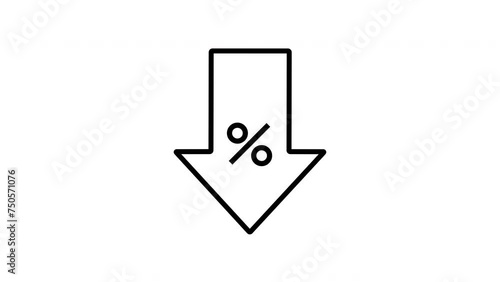 Discount drop down motion graphics on white background