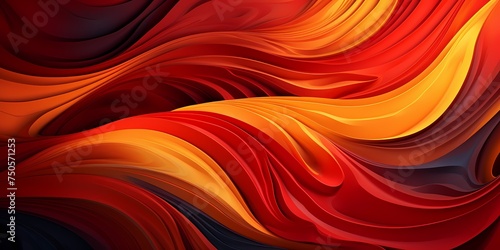 Vibrant bursts of crimson and gold in a fiery 3D wave formation.