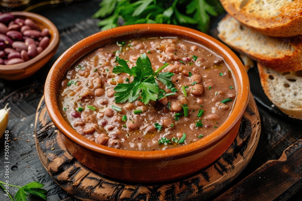 Ful Medames Traditional Egyptian Dish made from Cooked Fava Beans Mixed with Various Spices Ful Medames Traditional Egyptian Dish made from Cooked Fava Beans Mixed with Various Spices