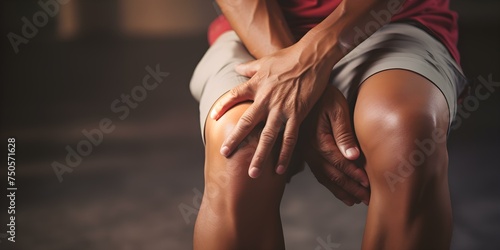 Asian male experiencing thigh pain potentially related to sciatica or sciatic nerve. Concept Sciatica, Thigh Pain, Asian Male, Nerve Pain, Symptoms