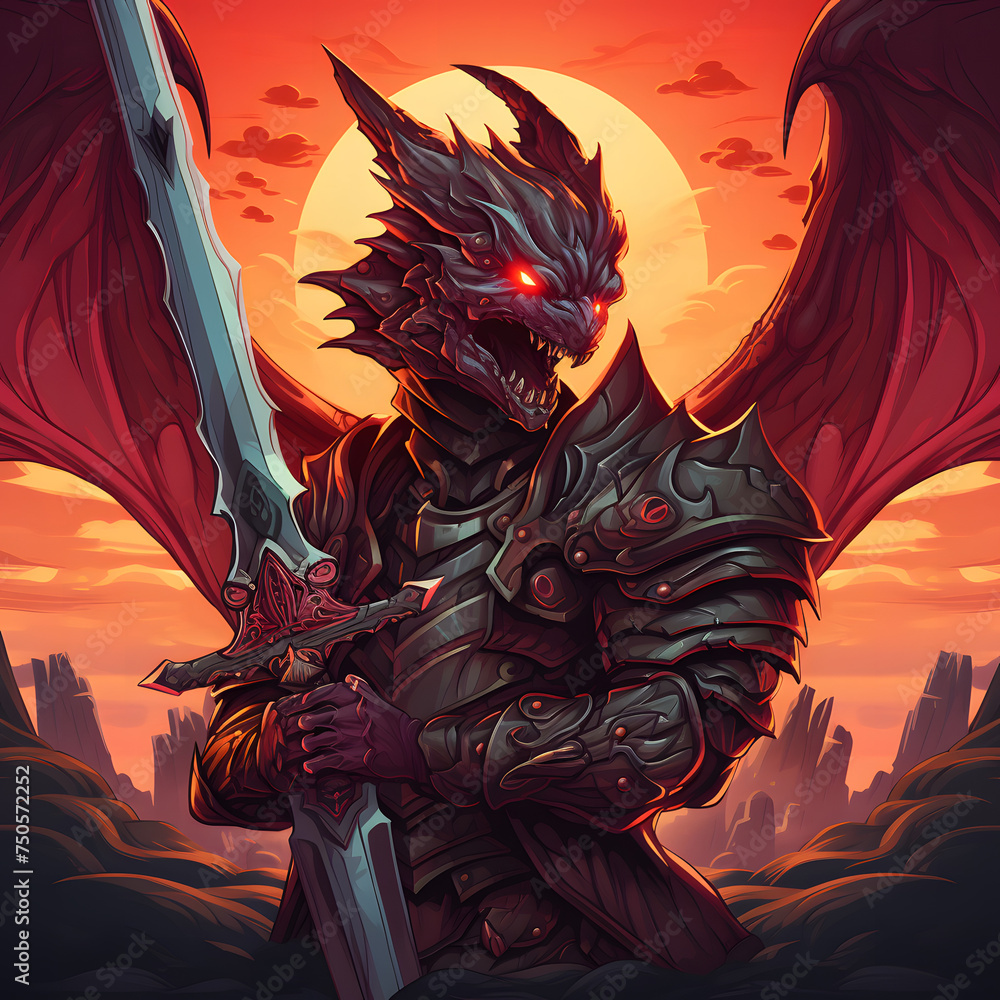 Dragon warrior knight visual retelling of heroism