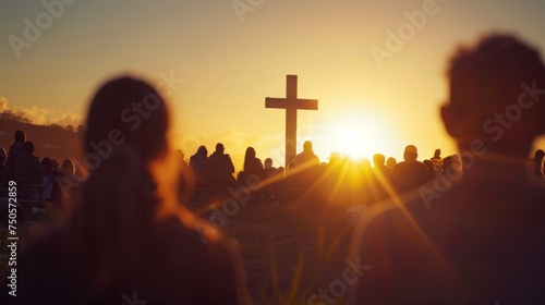 Sunset Gathering at the Cross for Easter Service
