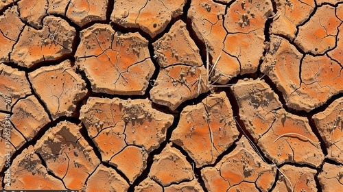 Close-up of dry, cracked soil texture in a barren landscape.