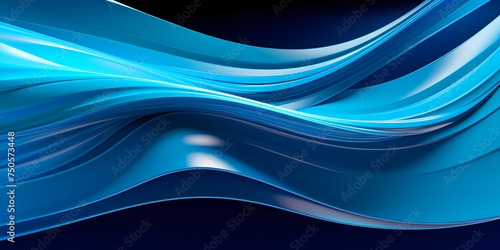 Obraz premium Electric blue and cyan 3D waves pulsing with energy and vitality.