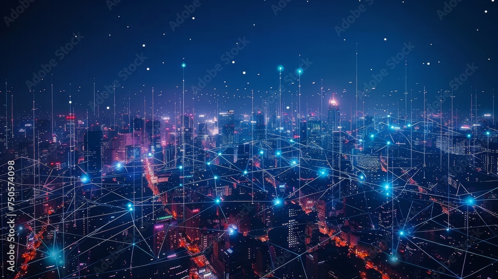 future of urban connectivity as telecommunication engineers implement 5G infrastructure, redefining speed and access - obrazy, fototapety, plakaty 