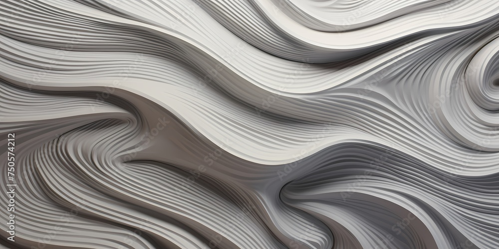 Fototapeta premium Subtle grayscale waves in a sophisticated 3D arrangement, exuding elegance.