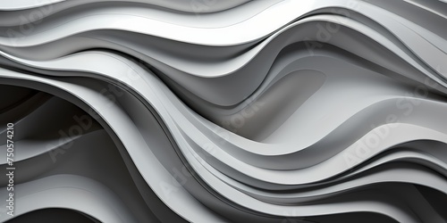 Subtle grayscale waves in a sophisticated 3D arrangement, exuding elegance.