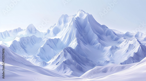 Snowy mountains background 3d rendering. Computer d