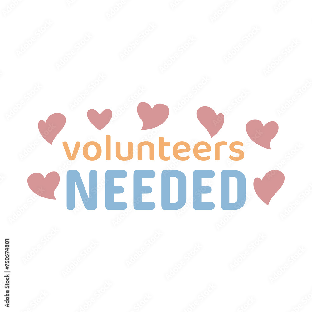 volunteers needed banner on white background for flyer design. Vector illustration in style
