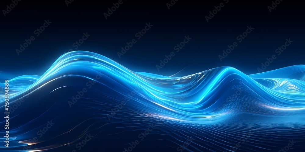 Electric blue and cyan 3D waves pulsing with energy and vitality. - obrazy, fototapety, plakaty 