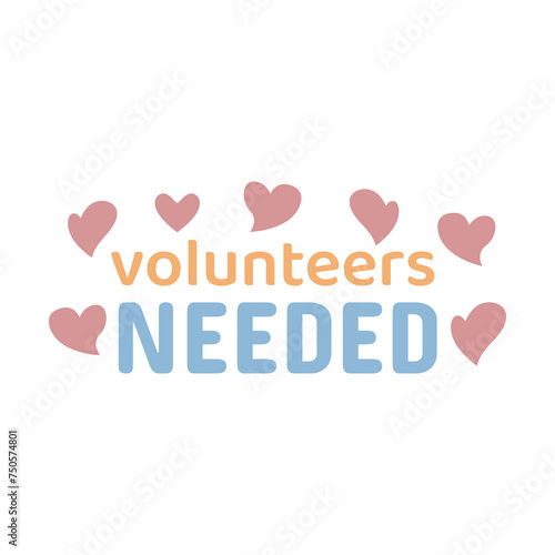 volunteers needed banner on white background for flyer design. Vector illustration in style