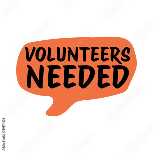 volunteers needed banner on white background for flyer design. Vector illustration in style