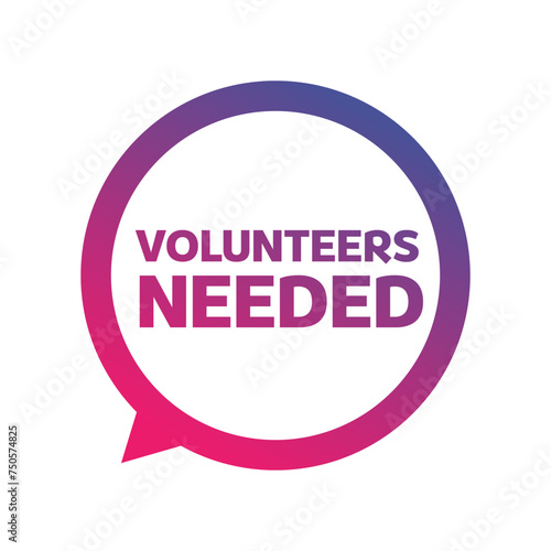 volunteers needed banner on white background for flyer design. Vector illustration in style