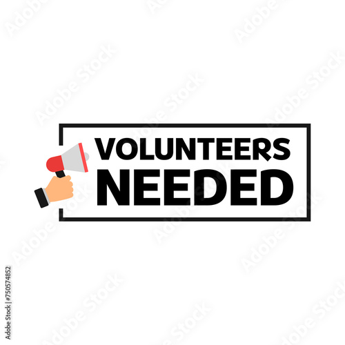 volunteers needed banner on white background for flyer design. Vector illustration in style