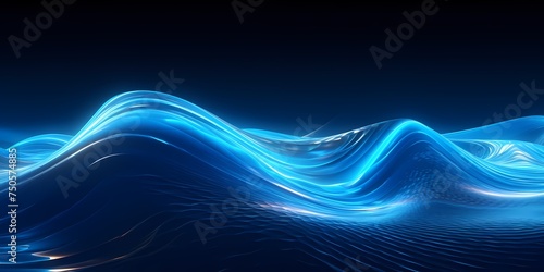Electric blue and cyan 3D waves pulsing with energy and vitality. photo