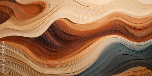 Subdued earth tones forming subtle 3D waves, exuding a sense of tranquility.