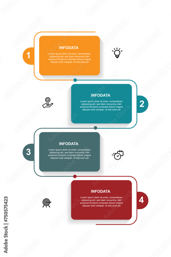 Fototapeta premium Vector template infographic with 4 line step connection