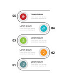 5 step line connected information graphic. Timeline progress infographic vector element with business icons