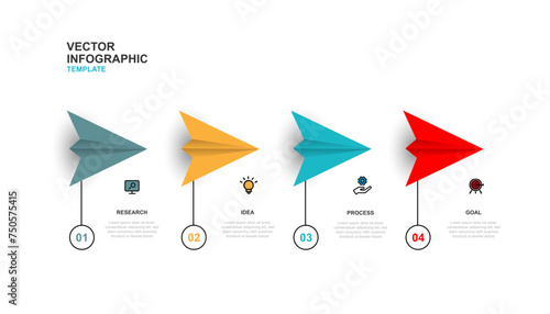 Modern template infographic vector element with 4 step layout suitable for web presentation and business information