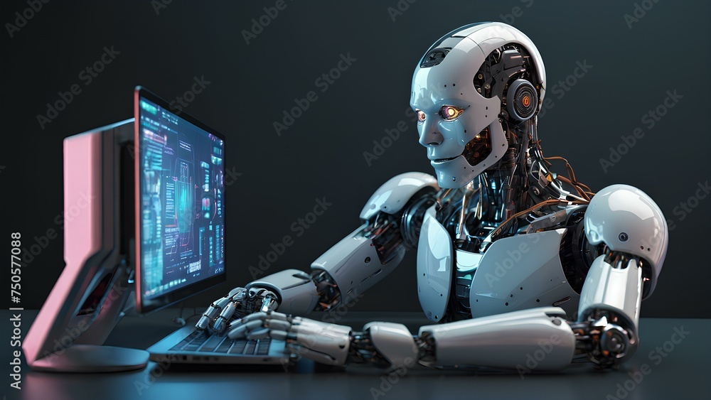 3d illustration AI robot using cyber security 3d illustration AI robot using cyber security