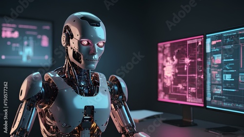 3d illustration AI robot using cyber security © Z-Design
