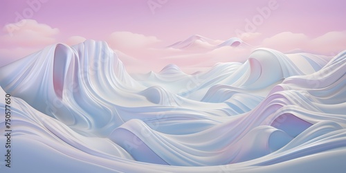 Soft clouds of pastel 3D waves, their shiny surface casting gentle reflections, imbuing the scene with a sense of whimsy.