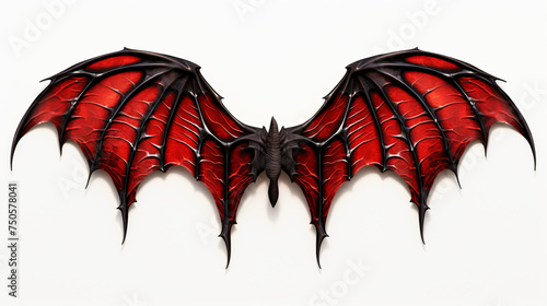 3d rendering of a red and black dragon wings isola