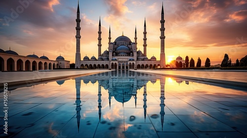A sunrise at Blue Mosque, Shah Alam, Malaysia. Blue Mosque or Sultan Salahudin Abdul Aziz Shah Mosque is the state of mosque of Selangor,Malaysia.