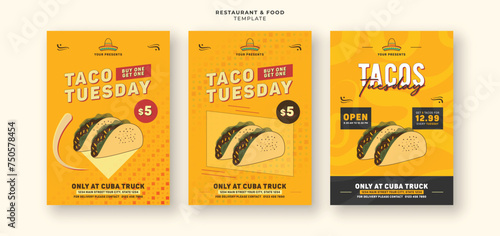 Tasty mexican tacos bundle restaurant menu cover social media flyer banner design