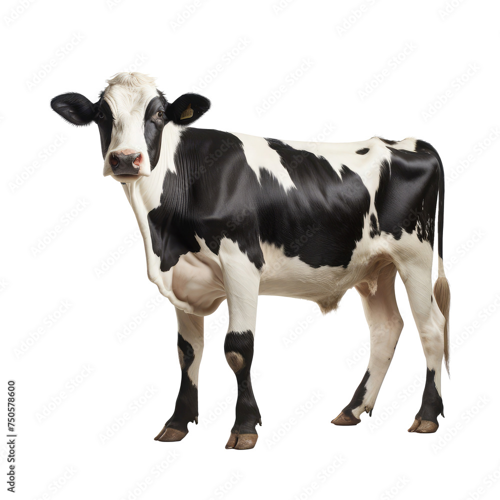 Beautiful cow looking isolated on white.