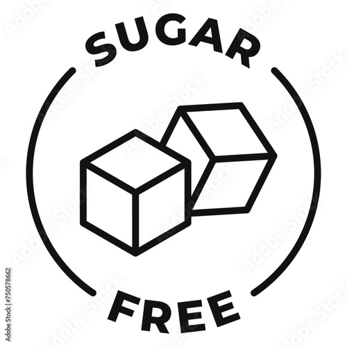 Sugar free icon. No added sugar label. Diabetic vector illustration for product packaging logo, symbol, badge or emblem isolated.