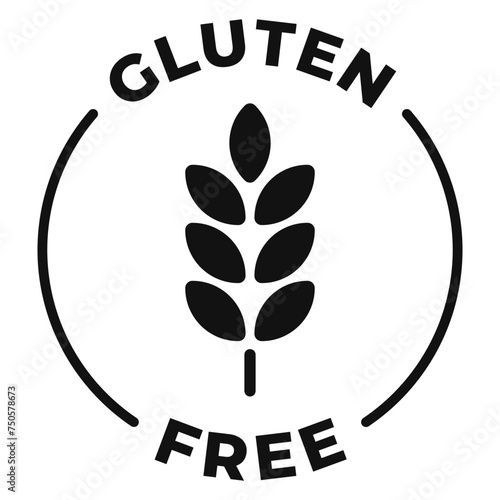 Gluten free icon. Grain free label. No gluten vector illustration for product packaging logo, symbol, badge or emblem isolated in black line circle design