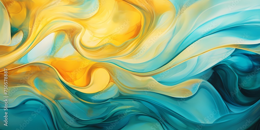 Radiant streaks of golden yellow intermingle with cool shades of turquoise, creating a striking contrast that imbues the illustration with a sense of energy and movement. Radiant streaks of golden yellow intermingle with cool shades of turquoise, creating a striking contrast that imbues the illustration with a sense of energy and movement.