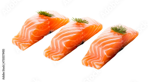 Exquisite Salmon Sushi Plate – Japanese Culinary Delight, Isolated Cut Out for Gourmet Food Photography, Freshness on White Background