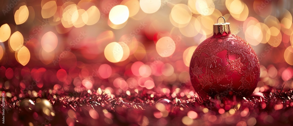 Festive Christmas Bokeh: Shiny Red and Gold Decorations Festive Christmas Bokeh: Shiny Red and Gold Decorations