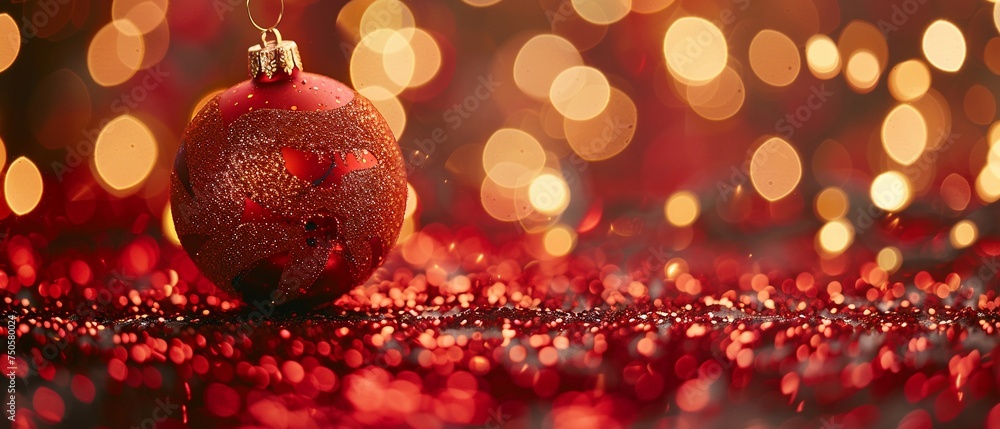 Festive Christmas Bokeh: Shiny Red and Gold Decorations Festive Christmas Bokeh: Shiny Red and Gold Decorations