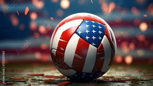 A realistic American soccer ball lies on a soccer