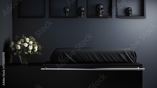 Black traditional mortuary tablet and right space.


 photo
