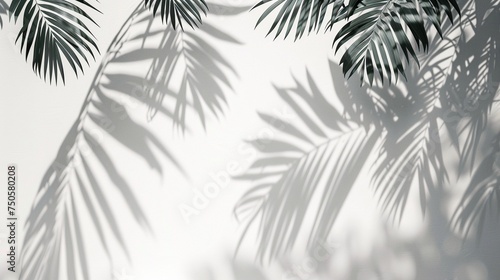 Minimalistic Elegance  White Wall with Tropical Palm Leaf Shadow Pattern