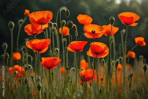 Wild poppy flower Red poppy flowers isolated on a transparent background.