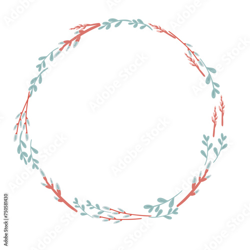 Willow branches flat design frame Easter time