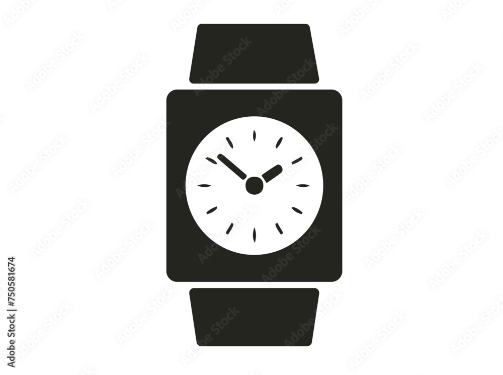 Sleek and modern, this hand watch vector boasts a minimalist design with a black stainless steel case and a sleek leather strap, perfect for any occasion Sleek and modern, this hand watch vector boasts a minimalist design with a black stainless steel case and a sleek leather strap, perfect for any occasion
