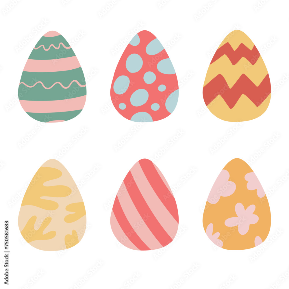 Set of Easter eggs flat design