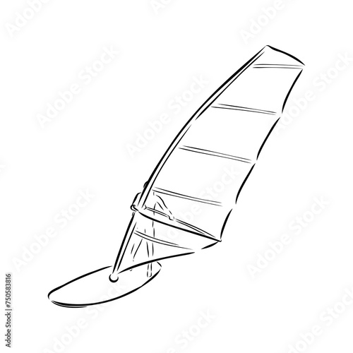 Windsurfing sketch. Vector illustration. windsurfing vector