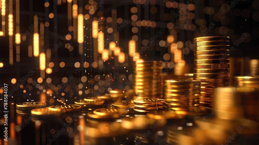 Rising gold prices concept. Investment in precious metals in the stock market Rising gold prices concept. Investment in precious metals in the stock market