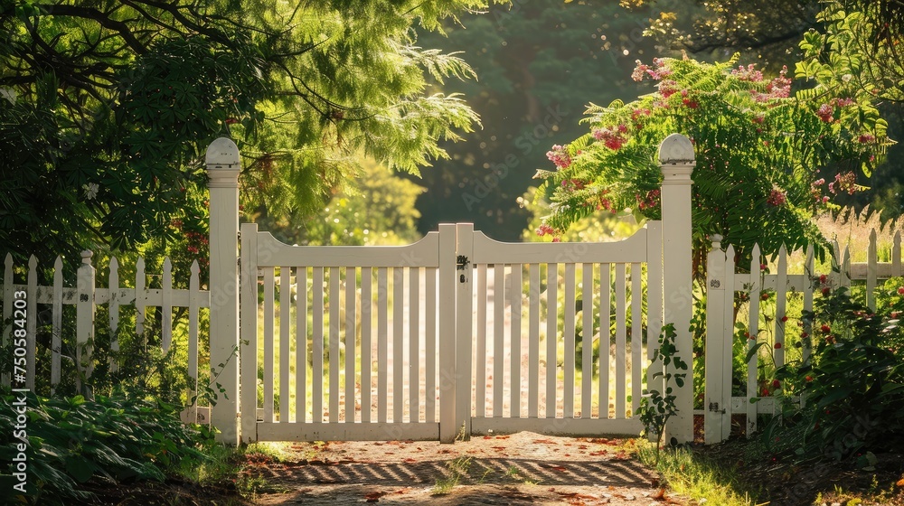 White gate and fence White gate and fence